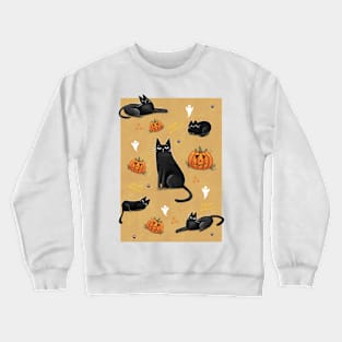 Halloween cute black cat and spooky pumpkin. Crewneck Sweatshirt